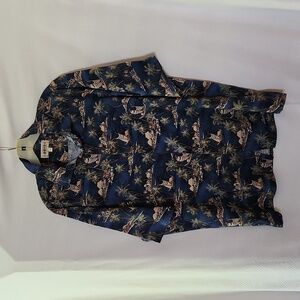 Campia Men's Shirt Hawaiian Style Blue Background Indonesia